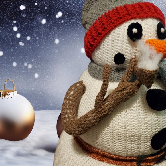 3.5 ft Snowman - Handmade Crochet - Customizable - Picture 3 of 7